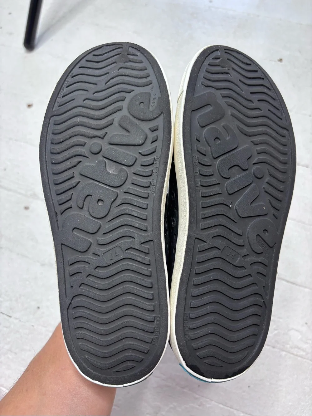 Native Shoes Jefferson Black White Waterproof Slip On Shoes Size 4 EUC